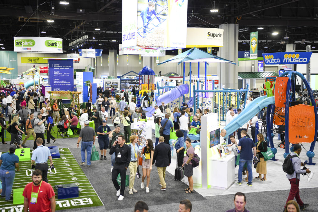 Overview of crowd in exhibit hall
