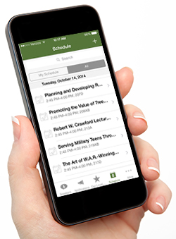 Person holding phone with NRPA Events App open